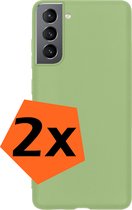 Samsung Galaxy S22 Hoesje Siliconen - Samsung Galaxy Galaxy S22 Hoesje Groen Case - Samsung Galaxy Galaxy S22 Cover Siliconen Back Cover - Groen 2 Stuks