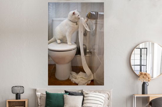 Affiche Chat qui joue avec du papier toilette - 120x180 cm XXL