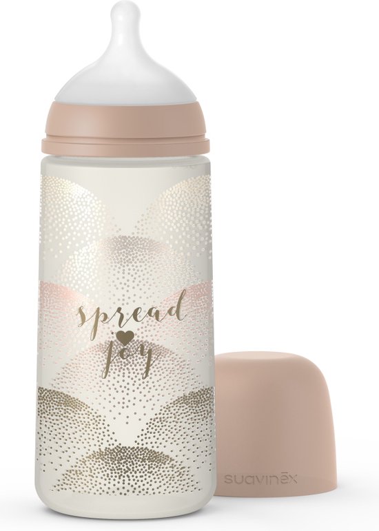 Babyflesje - Suavinex Spread Joy Large Flow Beige 360ml Silicone Fles SXSSX3072779