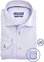 Ledub modern fit overhemd - lichtblauw twill (contrast) - Strijkvrij - Boordmaat: 39