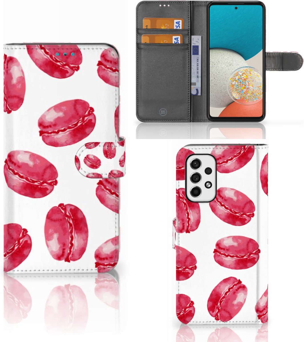 Samsung Galaxy A53 Book Cover Pink Macarons