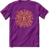 Bitcoin Chip - Crypto T-Shirt Kleding Cadeau | Dames / Heren / Unisex | Bitcoin / Ethereum shirt | Grappig Verjaardag kado | BTC Tshirt Met Print | - Paars - S