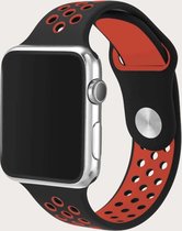 Siliconen Apple Watch Sportbandje met gaatjes - Zwart en Rood - 42/44/45 mm - Series 1 2 3 4 5 6 SE 7 - Geschikt voor Apple Watch