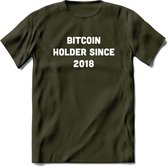 BTC Holder Since 2018- Crypto T-Shirt Kleding Cadeau | Dames / Heren / Unisex | Bitcoin / Ethereum shirt | Grappig Verjaardag kado | BTC Tshirt Met Print | - Leger Groen - S