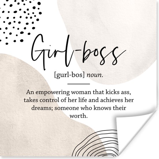 Poster Girlboss - Spreuken - Quotes - Woordenboek - 75x75 cm