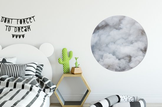 WallCircle - Wandcirkel - Muurcirkel - Kleine wolkjes mist - Aluminium - Dibond - ⌀ 90 cm - Binnen en Buiten