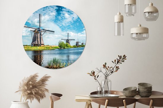 WallCircle - Wall Circle - Wall Circle - Moulin à Vent - Ciel - Nederland - Aluminium - Dibond - 140x140 cm - Intérieur et Extérieur