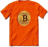 Bitcoin Coin - Crypto T-Shirt Kleding Cadeau | Dames / Heren / Unisex | Bitcoin / Ethereum shirt | Grappig Verjaardag kado | BTC Tshirt Met Print | - Oranje - 3XL