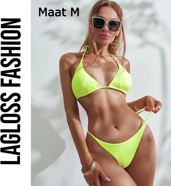 Set bikini 2 pièces LaGloss® jaune fluo – Taille M – Mode maillots de bains femme Trendy et radieux