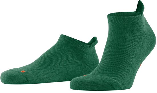 FALKE sneakersokken in donkergroen met een oranje detail op de neus en een lus aan de achterkant.