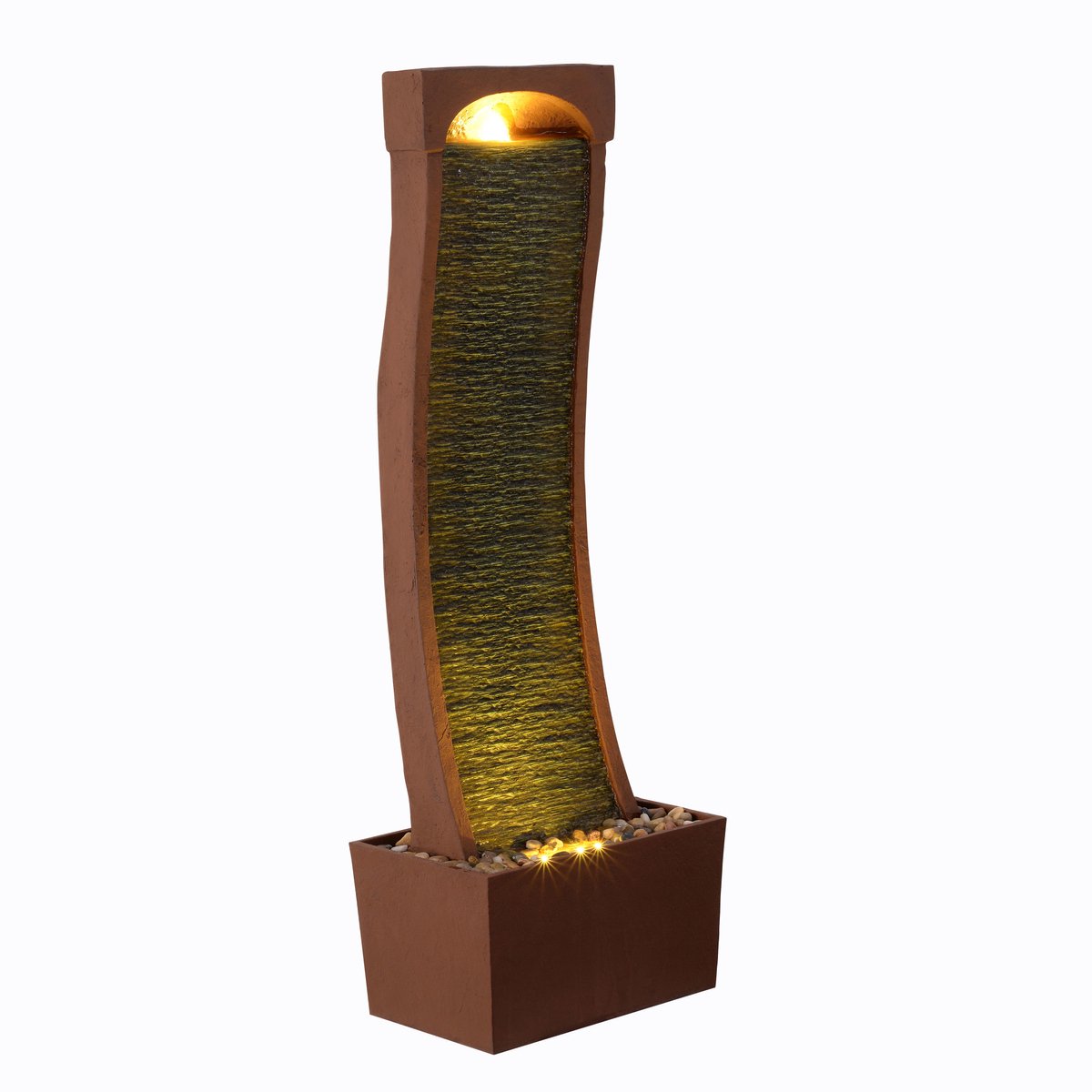 Teamson Home Gebogen Tuin Waterornament - Waterfontein - Waterval Ontwerp - Met Pomp - Rode Rots