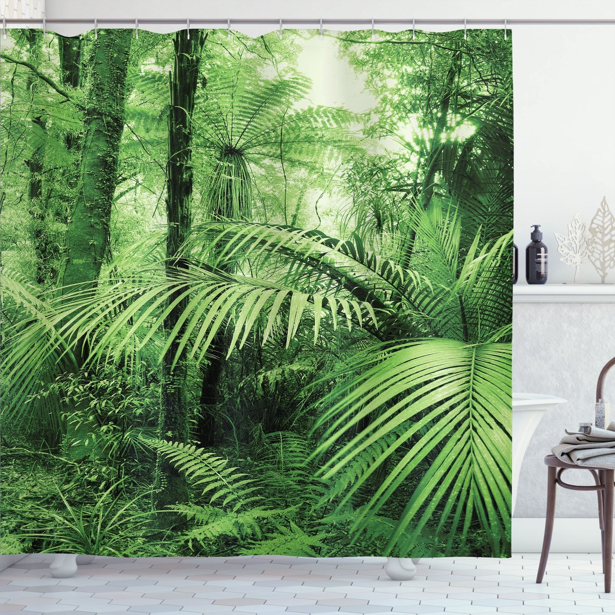 New Bed Natuur Palmbomen exotische planten Douchegordijn Badkamer Decor Set met Haakjes, 120 cm B 200 cm L