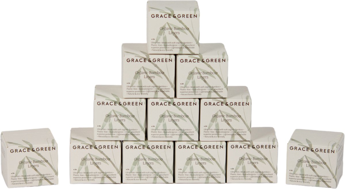 Goedkoopste Grace - Green Bamboe Inlegkruisjes - Voordeelverpakking 12 x 24 stuks - Ultradun - Ademend - Vegan