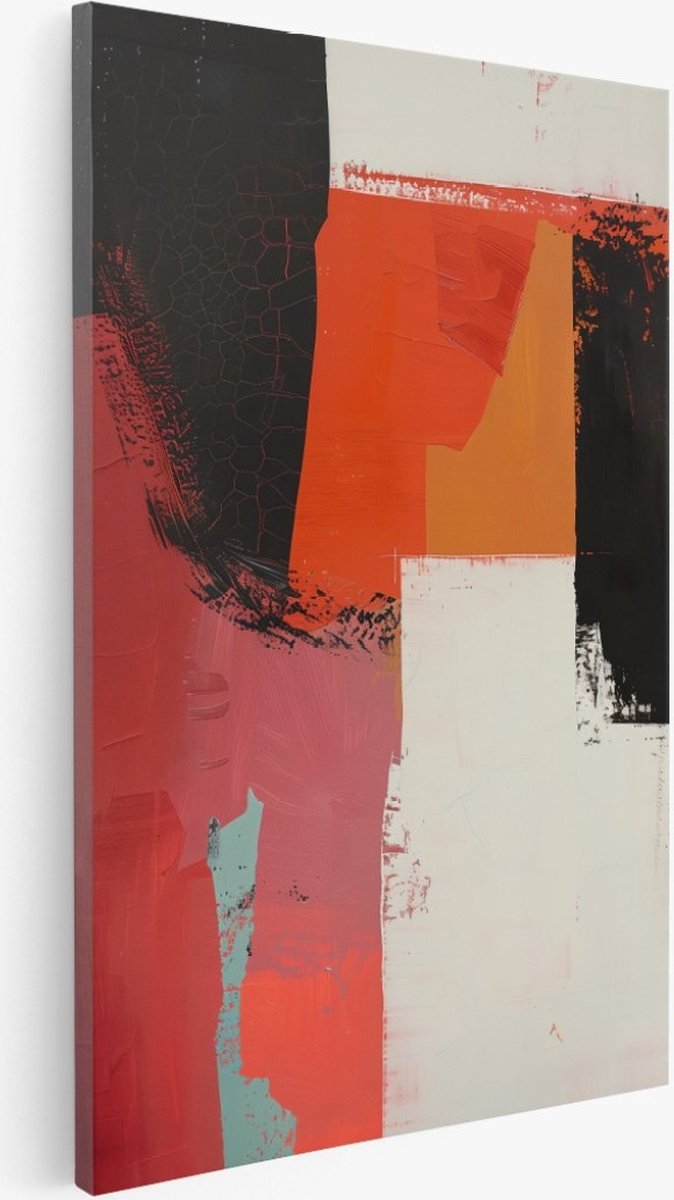 Saammp Canvas Schilderij - Abstracte vlakken - 60x90 - Foto op canvas - Wanddecoratie - Muurdecoratie Woonkamer - Slaapkamer decoratie - Canvas Print Multicolor