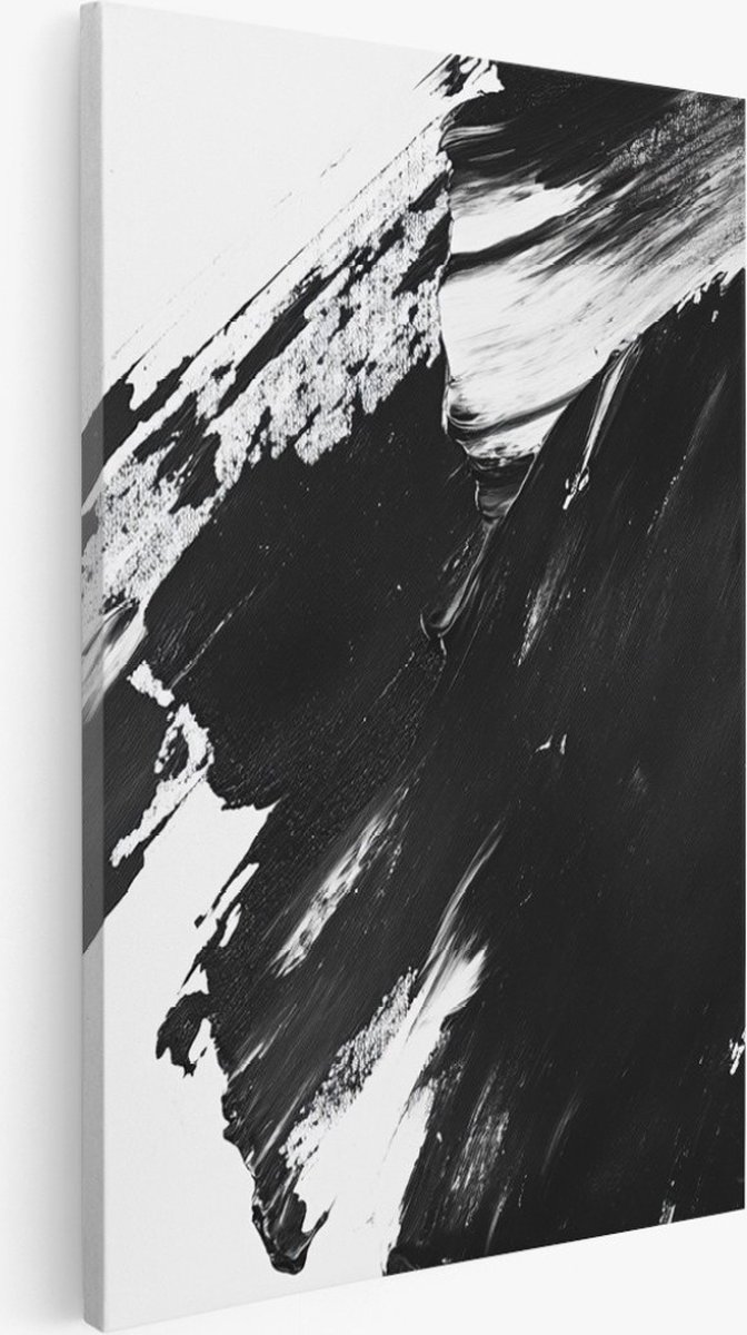 Saammp Canvas Schilderij - Zwart Wit Vegen - Abstract - 20x30 - Foto op canvas - Wanddecoratie - Muurdecoratie Woonkamer - Slaapkamer decoratie - Canvas Print Multicolor