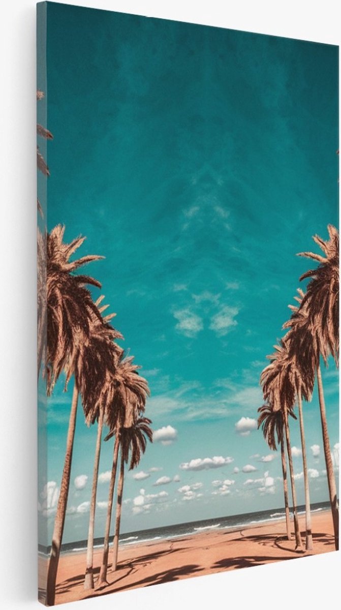 Saammp Canvas Schilderij - Palmbomen aan zee - Landschap - Natuur - 20x30 - Foto op canvas - Wanddecoratie - Muurdecoratie Woonkamer - Slaapkamer decoratie - Canvas Print Multicolor