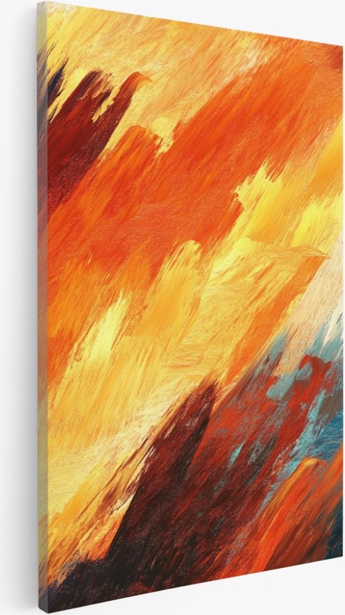 Saammp Canvas Schilderij - Groffe strepen - Abstract kunstwerk - 30x45 - Foto op canvas - Wanddecoratie - Muurdecoratie Woonkamer - Slaapkamer decoratie - Canvas Print Multicolor
