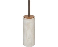 5Five Toiletborstel Como Marble - in houder - kunststeen - wit - 10 x 37 cm - Badkamer/Toilet accessoires
