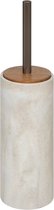 5Five Brosse WC en marbre de Côme - dans support - pierre artificielle - blanc - 10 x 37 cm - Accessoires de salle de bain/ Toilettes