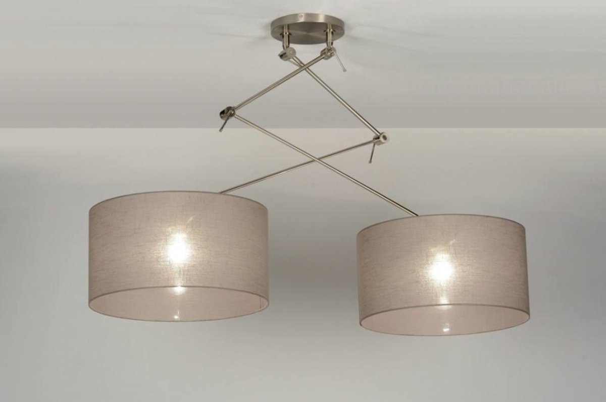 Lumidora Hanglamp 30317 - BROOKLYN - 2 Lichts - E27 - Taupe - Staal
