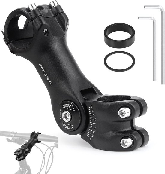 BESNIN Verstelbare fietsstuurpen 0-90 graden 1in (25,4 mm) /1,25 inch (31,8 mm) voor stuur 110 mm 145 mm stuurlengte, verstelbare MTB stuurpen mountainbike stuurpen voor fiets, racefiets, MTB, BMX BESNIN Verstelbare fietsstuurpen 0-90 graden 1in (25,4 mm) /1,25 inch (31,8 mm) voor stuur 110 mm 145 mm stuurlengte, verstelbare MTB stuurpen mountainbike stuurpen voor fiets, racefiets, MTB, BMX