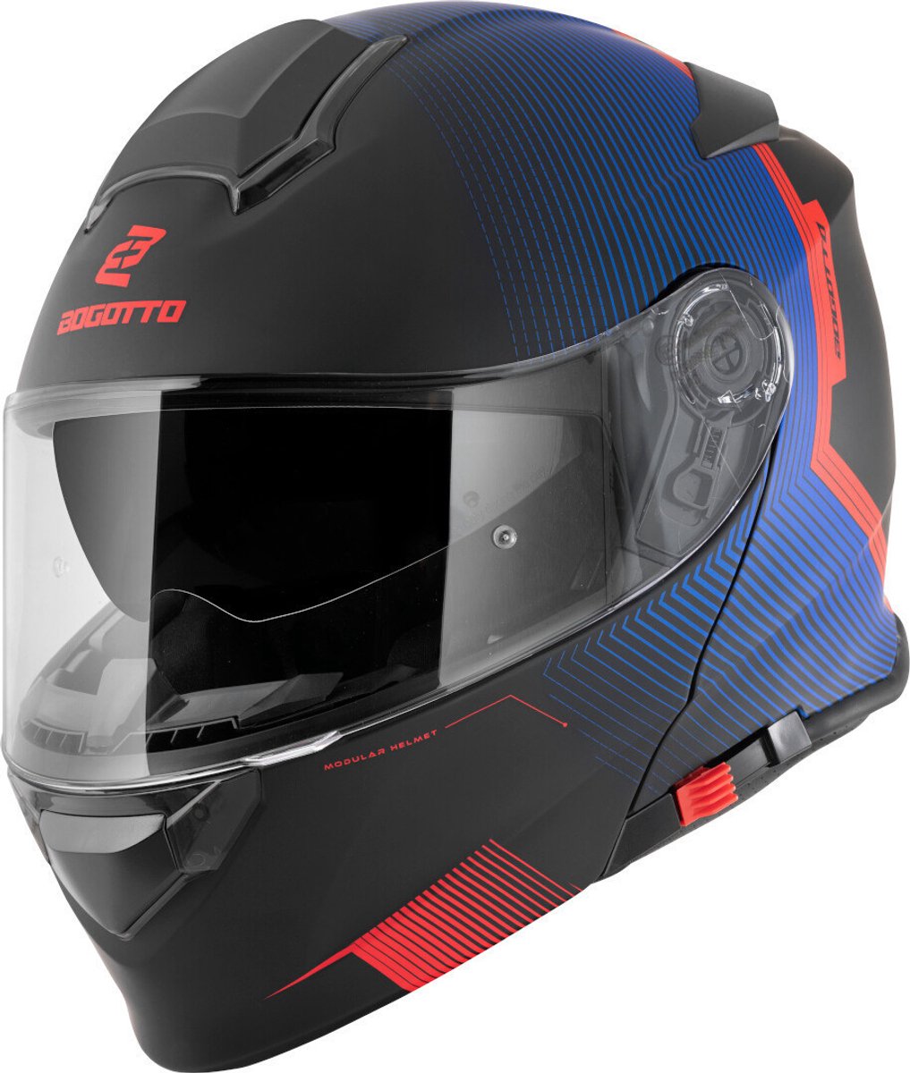 Bogotto H271 Wayke Zwart Rood Blauw Systeemhelm - Maat S - Helm