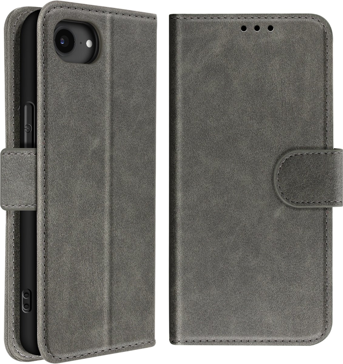 Avizar Beschermhoes Geschikt voor Apple iPhone 16e Clapet Wallet en Videohouder, Grijs