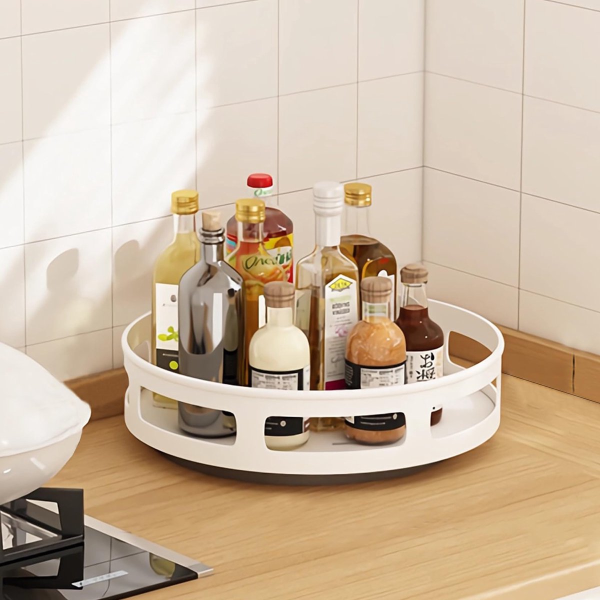 My Ninki ® Draaiplateau Organisator voor Keuken en Koelkast, 360 Graden Draaibaar Specerijen- en Flessenrek