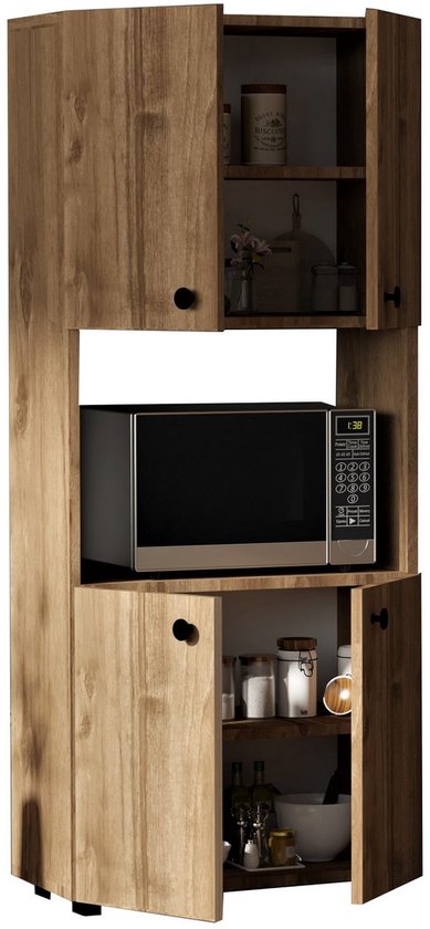Efe Meuble de cuisine | 100 % MÉLAMINE | Noyer - Asir Group - Meubles micro-ondes - Brun - MDF - Meubles micro-ondes