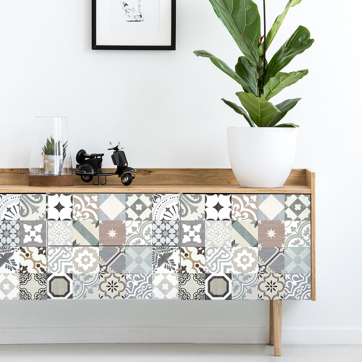 Ambiance Sticker Decoratieve meubelstickers - 30 authentieke Verah cementtegel meubelstickers - 30 stickers 20x20cm Multi color