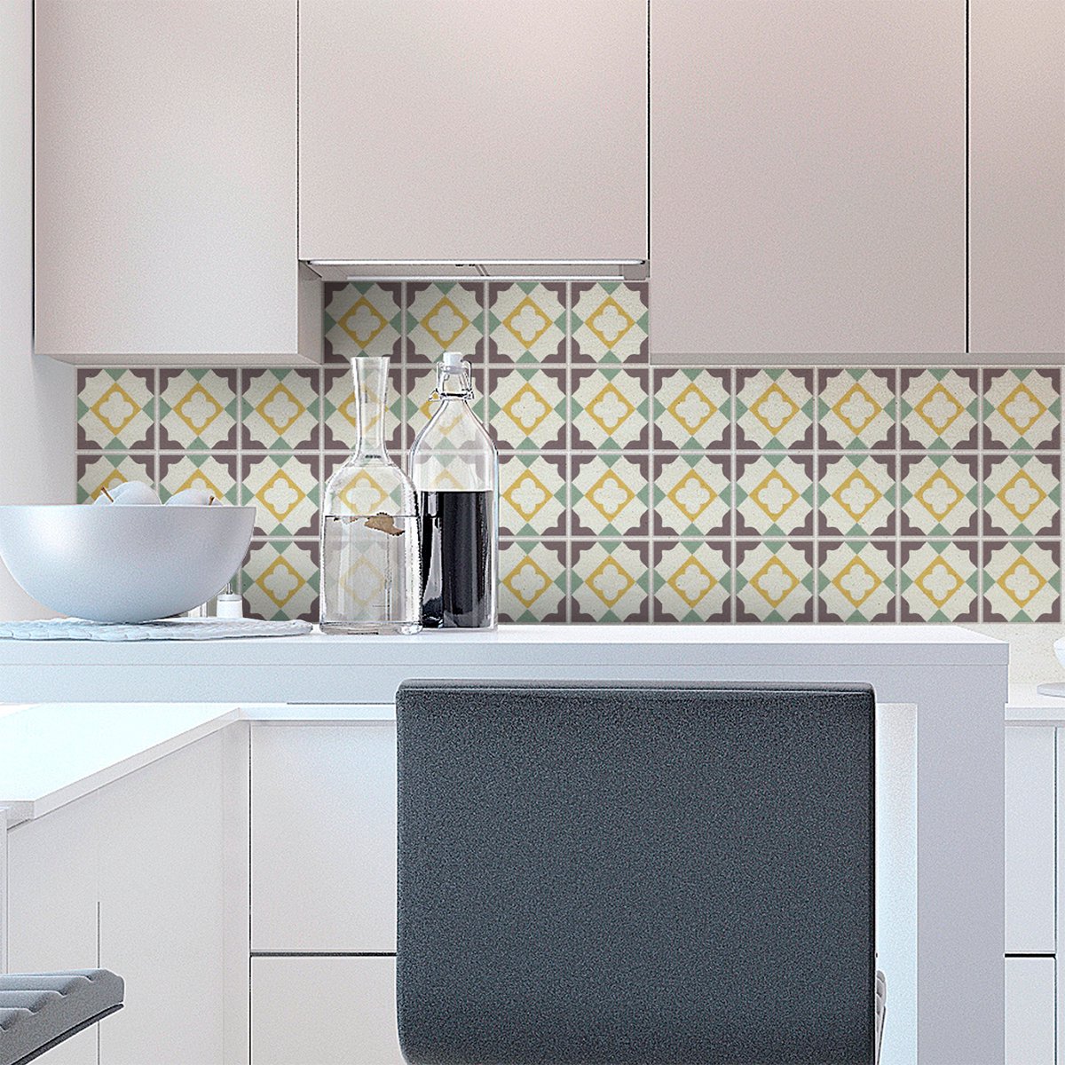 Zelfklevende tegelmuurstickers voor keuken en badkamer - 9 cementtegelstickers, Azulejos a