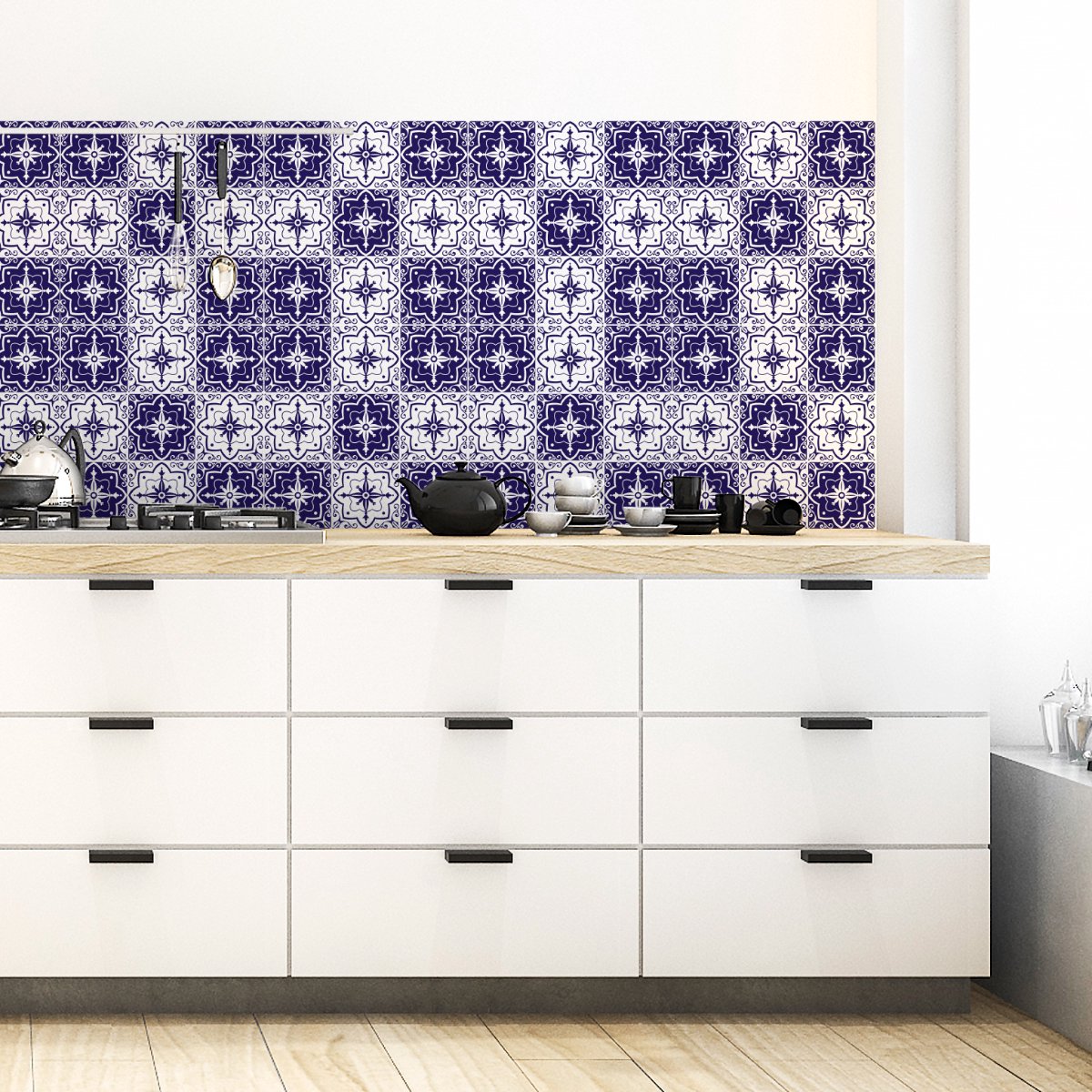 Ambiance Sticker Zelfklevende tegelmuurstickers voor keuken en badkamer - 9 Carlota Azulejo tegelstickers - 9 stickers 10x10cm Multi color