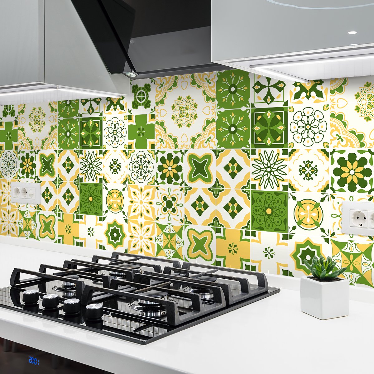 Ambiance Sticker Zelfklevende tegelmuurstickers voor keuken en badkamer - 9 cementtegelstickers, Azulejos Prisca - 9 stickers, 15x15cm Multi color