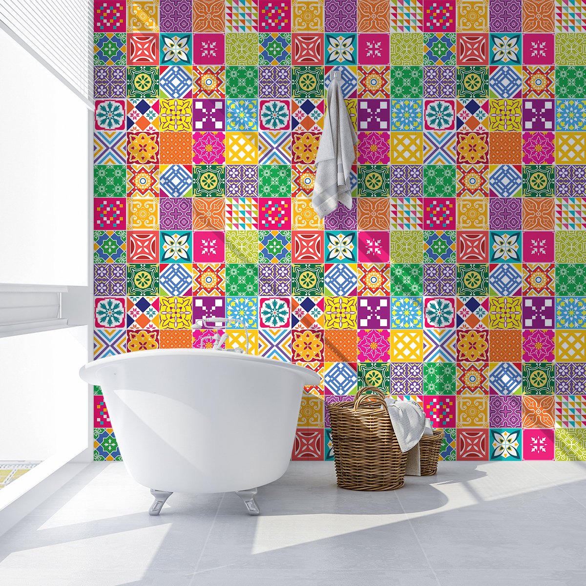 Ambiance Sticker Tegelstickers voor de muur in keuken en badkamer - 60 Azulejos Willia tegelstickers - 60 stickers 10x10cm Multi color