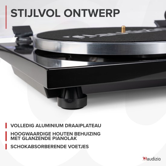 Platenspeler - Audizio Toledo premium platenspeler Bluetooth out - Stijlvol design - Zwart — afbeelding 4