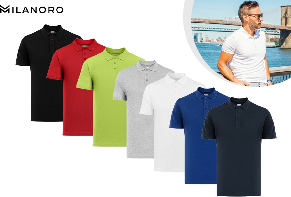 Milanoro - Elegante katoenen polo voor heren - Navy - M