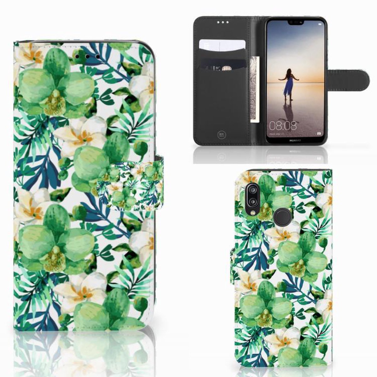 Samsung Galaxy A30 Hoesje Orchidee Groen