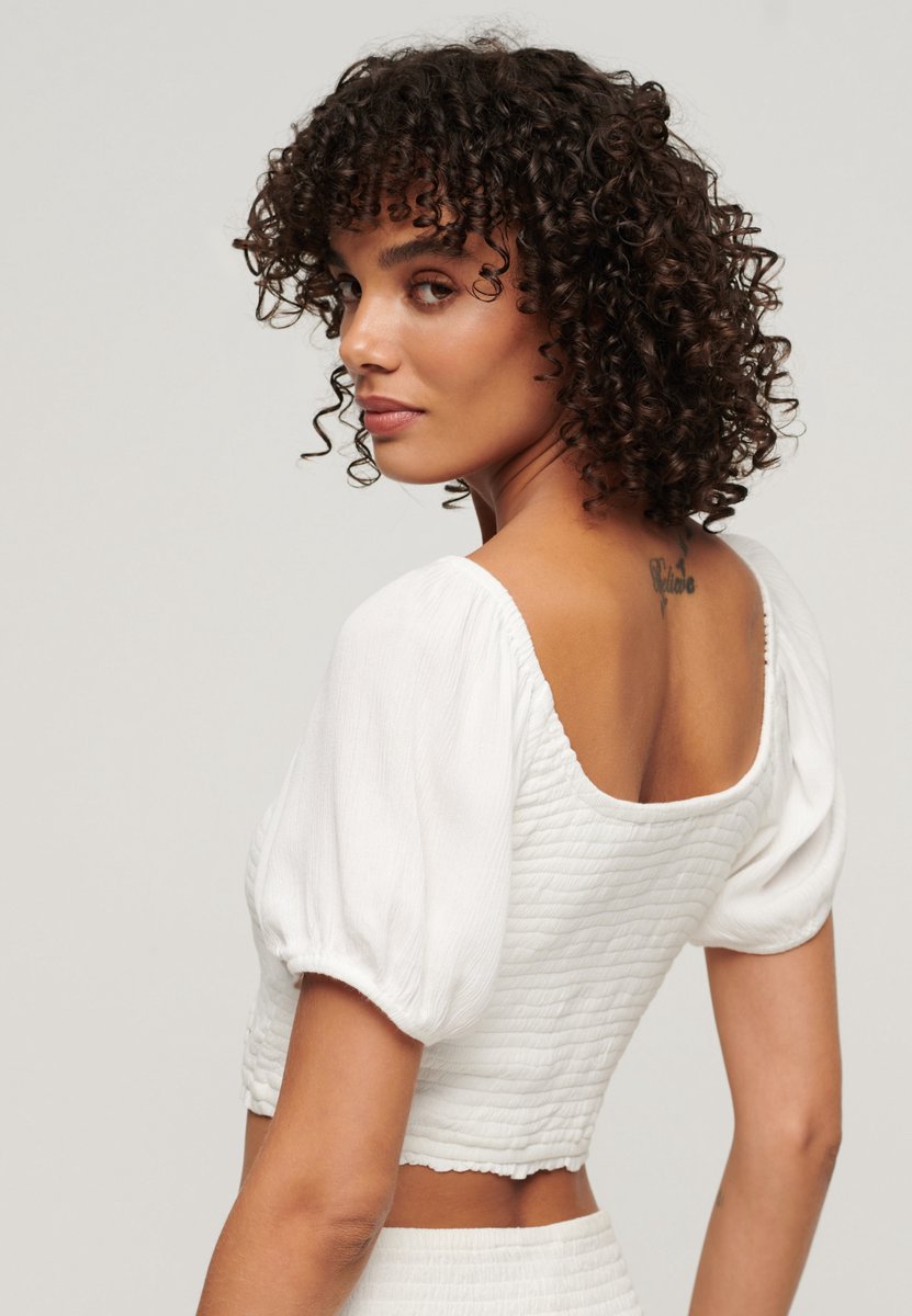 Superdry Geweven top met smokwerk Dames Tops Creme