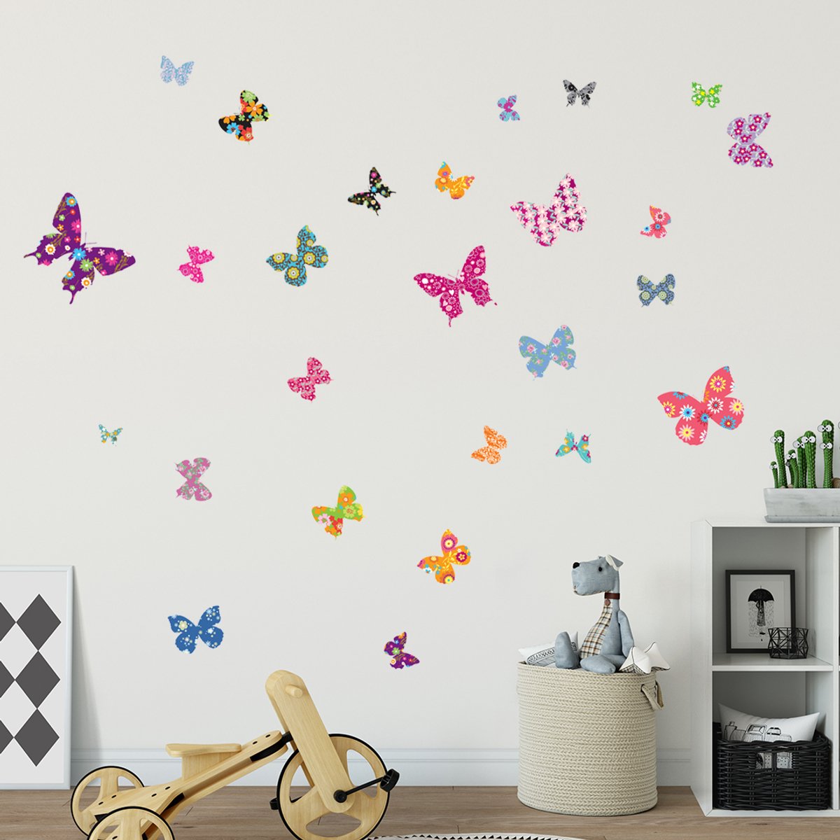 Ambiance Sticker Veelkleurige vlinder muurstickers (2 stuks) Multi color