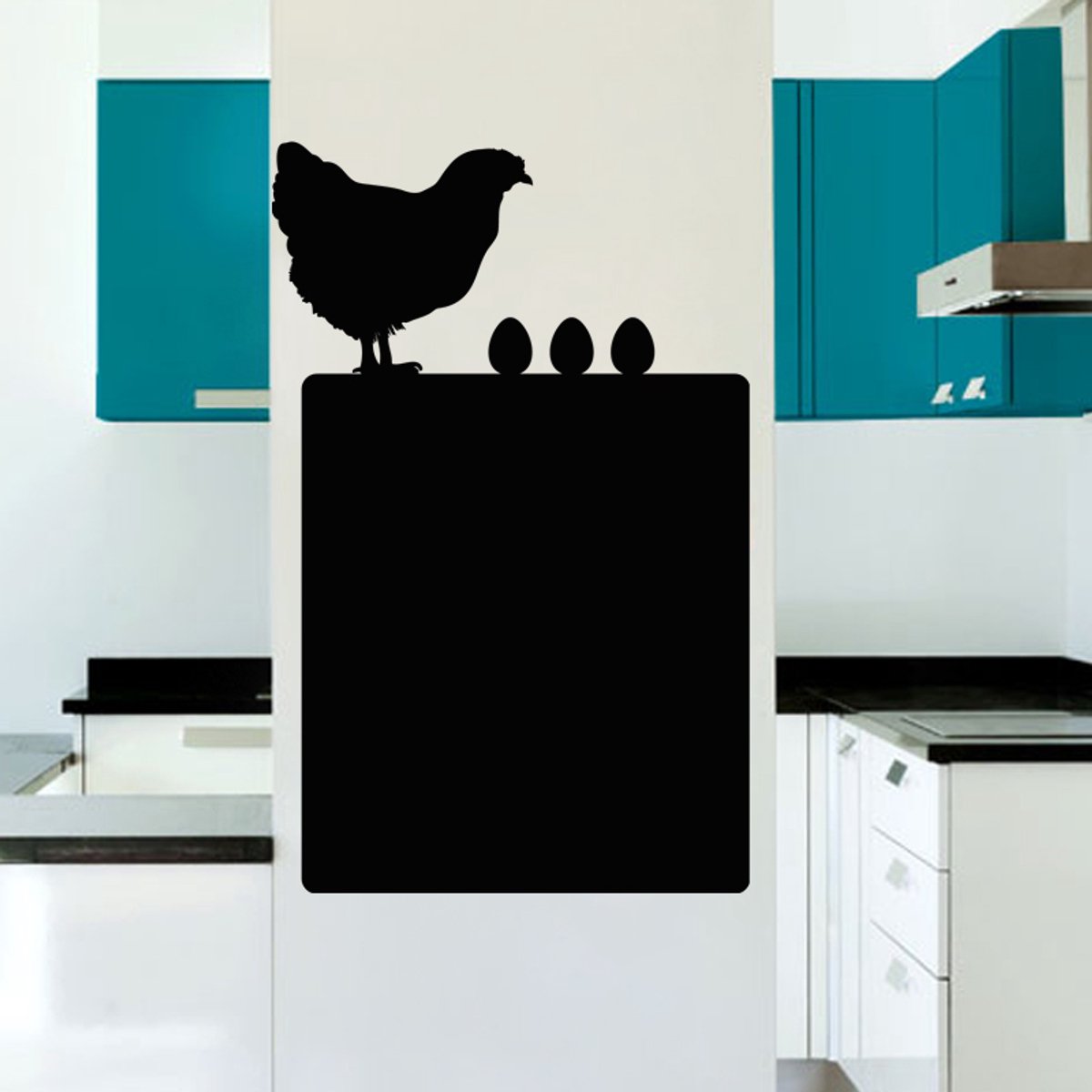 Ambiance Sticker Schoolbordsticker - uitwisbare zelfklevende muurstickers - Kip met haar eieren - 135x85cm Multi color