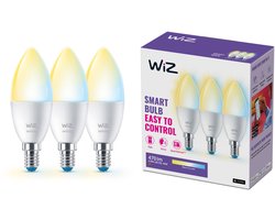 WiZ Kaarslamp 3-pack – Warm- tot Koelwit Licht – Slimme LED Verlichting – E14 fitting – 40W – Mat – Wi-Fi