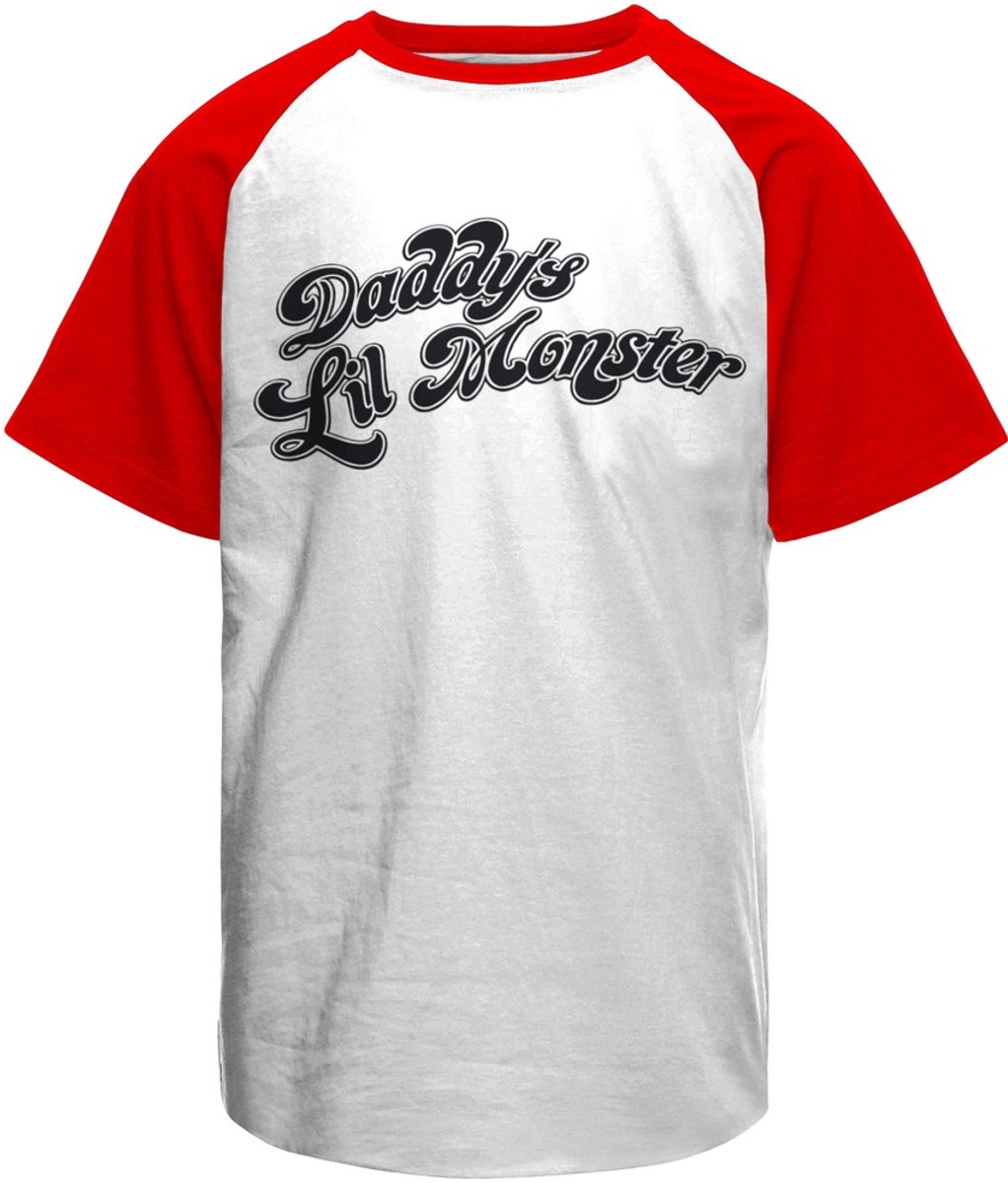 Suicide Squad T-Shirt Daddy´S Lil Monster Baseball Unisex Tee WB-29-SS014-H66-1 WhiteRed-M