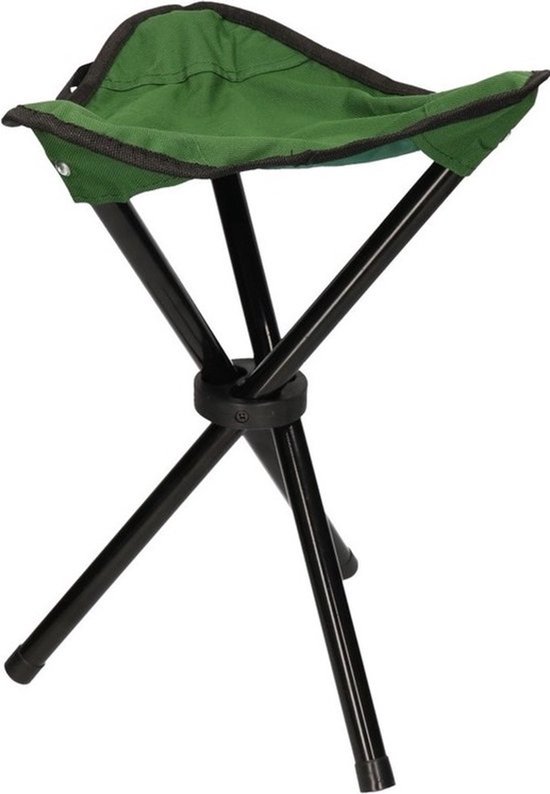 Groene opvouwbare campingkruk/visserskruk - 38 cm - kampeerspullen - camping benodigdheden