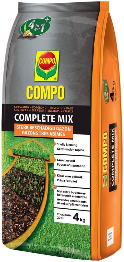 COMPO Complete Mix - herstel van sterk beschadigde gazons - 4 in 1 :  graszaden,... | bol