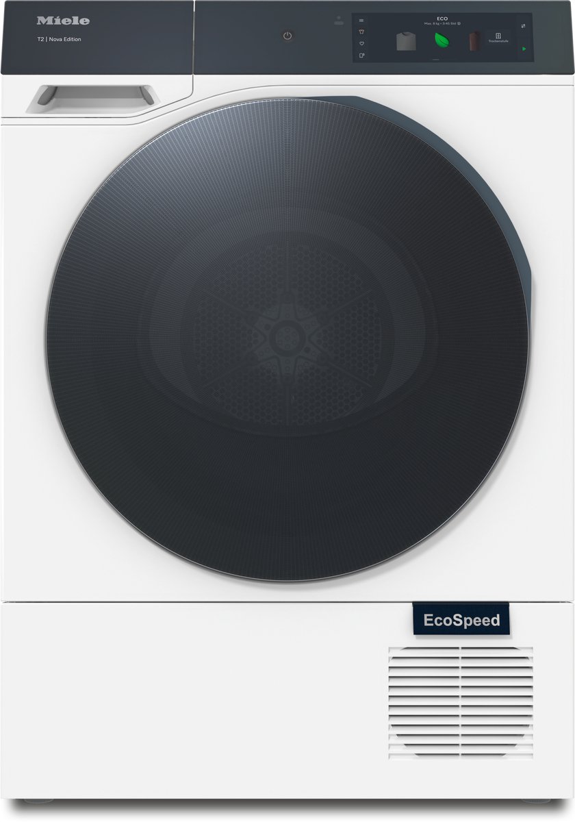 Miele 12698890, Vrijstaand, Voorbelading, Warmtepomp, Zwart, Wit, Touch, Links