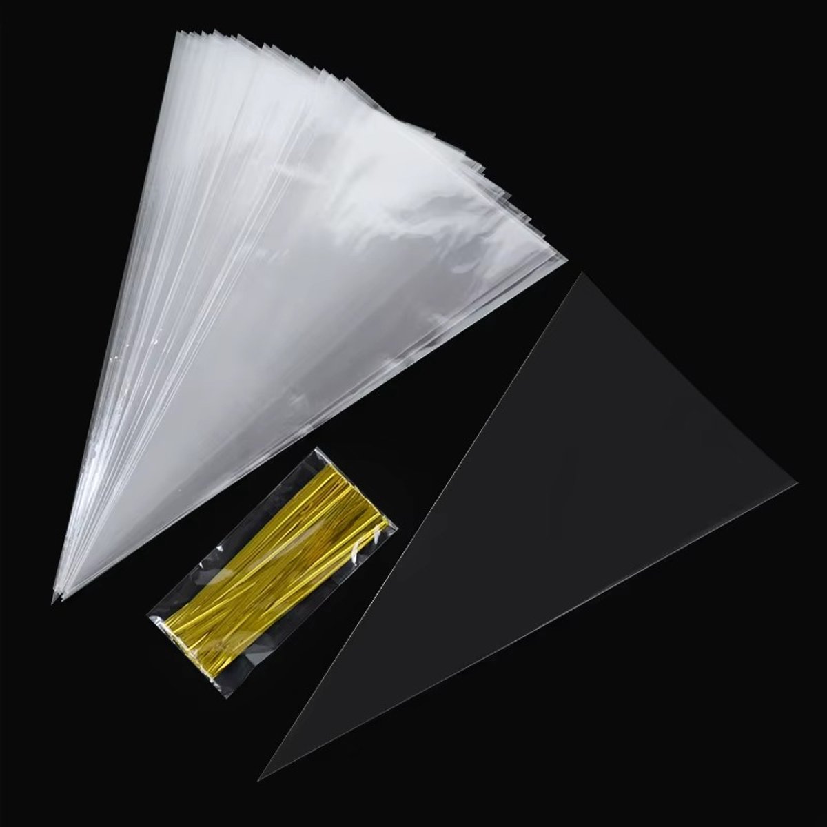 100x Cellofaan Puntzakken 25x13 cm - 100 Stuks Puntzak Doorzichtig - Traktatie Zak - Uitdeelzak - Snoepzak - Inclusief Sluitstrips Goud - 13x25 cm - 100 Stuks — afbeelding 8