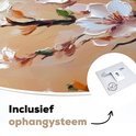 Wandcirkel met roze bloesemtakken. Inclusief ophangsysteem.