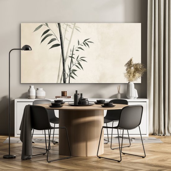 Tableau aluminium 160x80 cm - Décoration murale métal - Japandi - Bamboe - Beige - Décoration murale métal salon - Décoration industrielle - Photo sur dibond - Accessoires industriels chambre