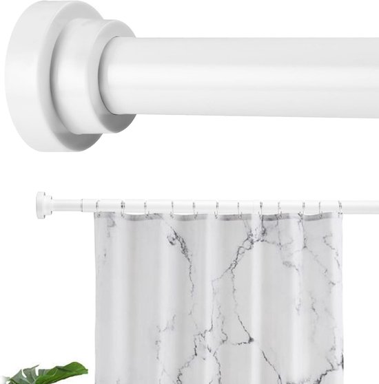 Zenna Home Spanning Douchegordijnstang Wit - Verstelbaar 96-152 Cm, Roestbestendig