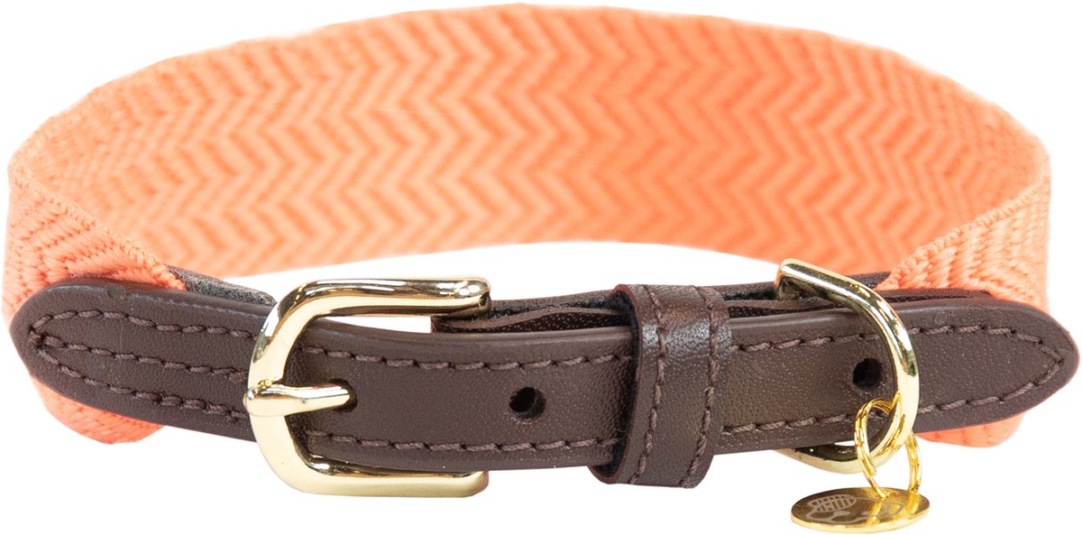 Kentucky Dogwear - Jacquard Hondenhalsband - Neon Oranje - Maat L - 62cm - Hondenriem